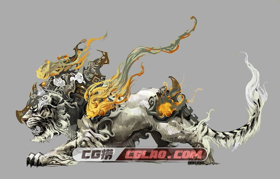 赤壁 游戏原画概念角色动物道具场景设计美宣壁纸 607P,白虎高级副本.jpg