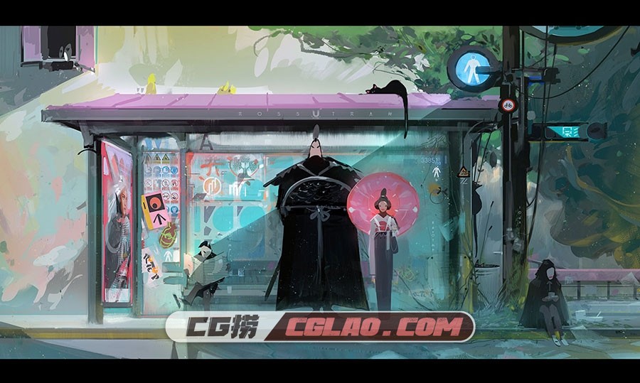 人气华裔插画师 ROSS TRAN CG绘画作品 百度网盘下载 466P,Bus-Stop!.jpg