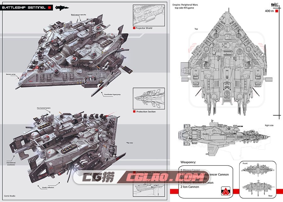 Star Conflict 星际争端 科幻飞行器械概念设计 网盘下载 106P,battleship_sentinel_by_karanak-d3bul4v.jpg