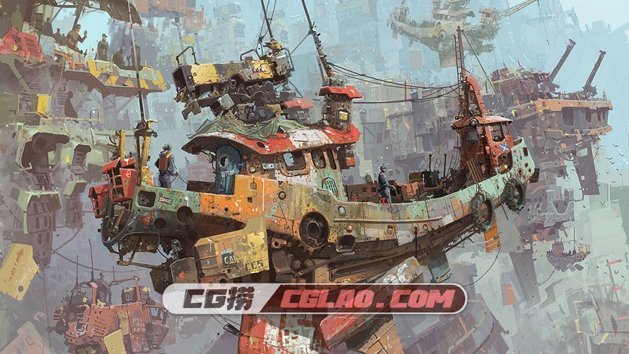 科幻机械类场景角色道具设计原画参考图包 网盘下载 934P,ian-mcque-arrival-at-sky-harbour.jpg