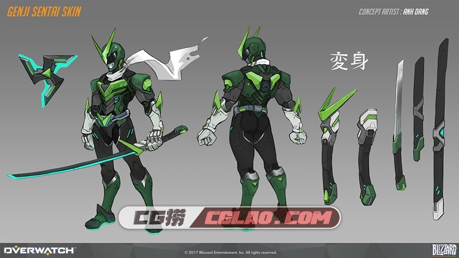 Anh Dang美国画师  角色武器设定原画作品参考 24P,0_Genji-Sentai-skin-concept,-Anh-Dang_01.jpg