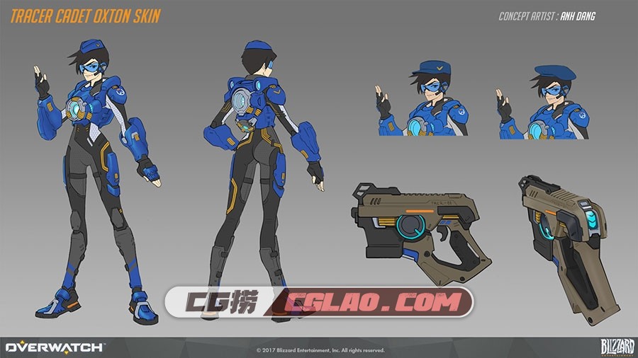 Anh Dang美国画师  角色武器设定原画作品参考 24P,0_Tracer-Cadet-Oxton-skin-concept,-Anh-Dang_01.jpg