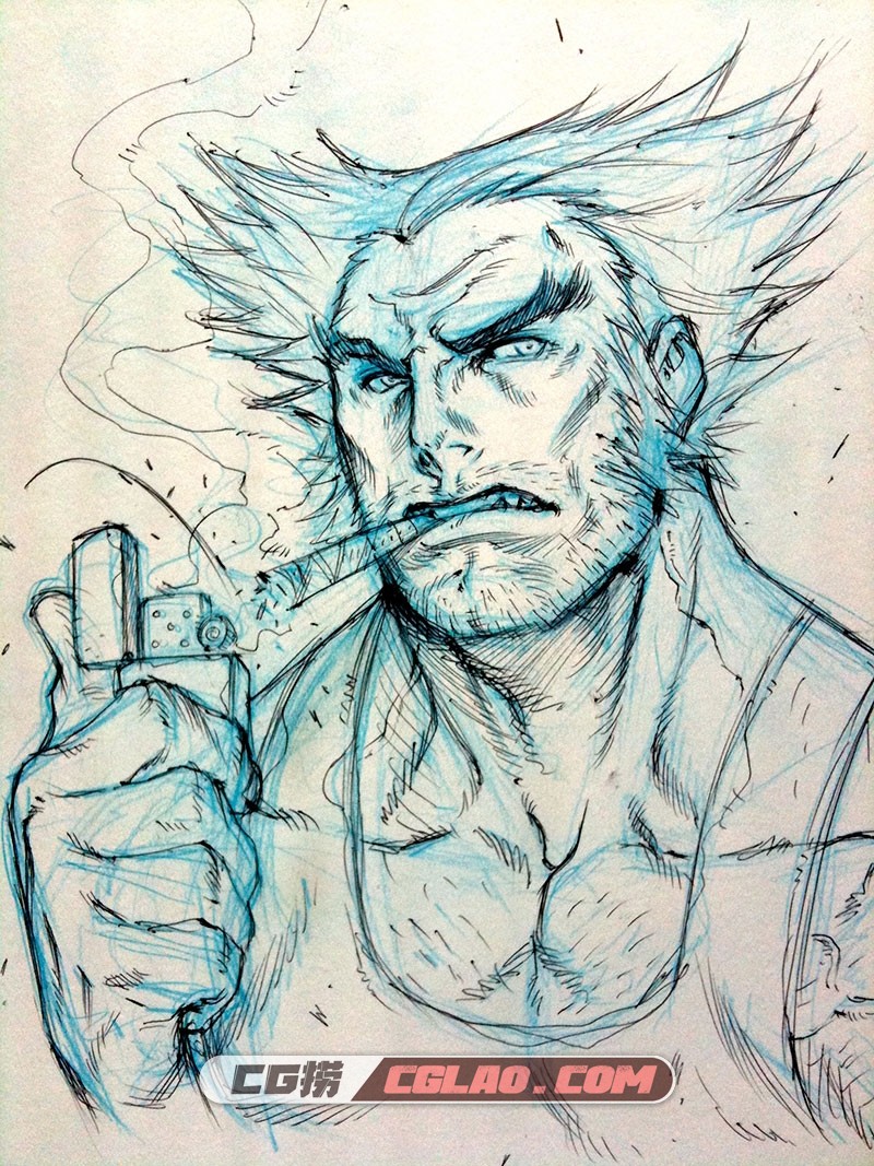 alvinlee 加拿大艺术家 CG作品含线稿图包 百度网盘下载,Wolverine---Headsketch-by-alvinlee.jpg