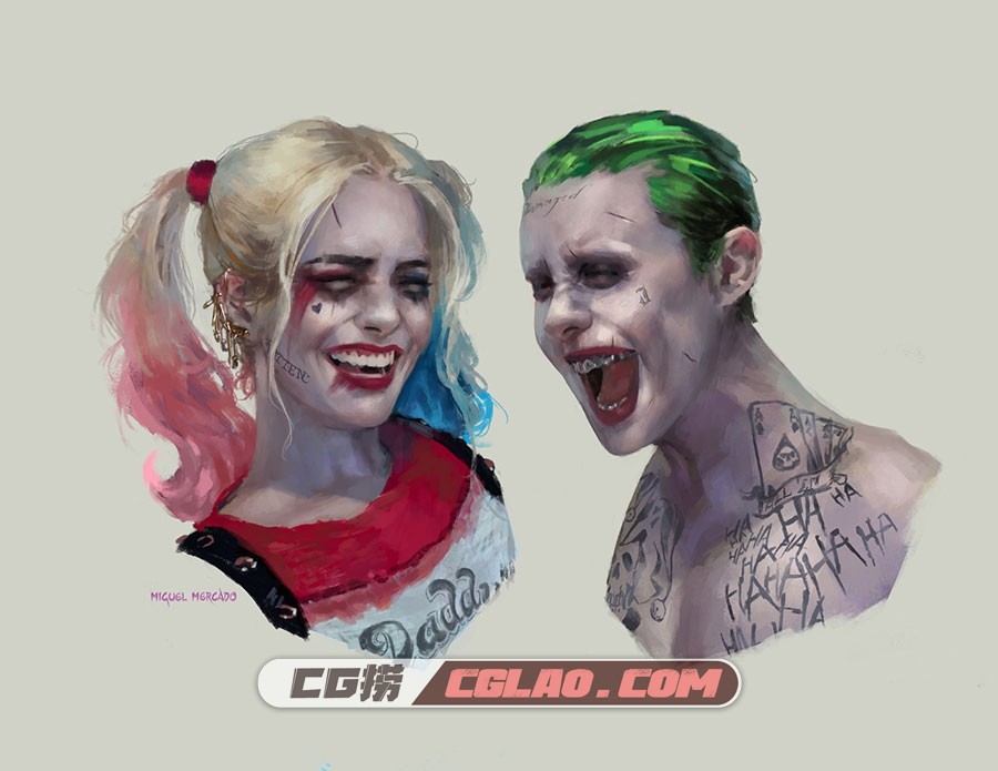 画师 Miguel Mercado 风格很飒的姐姐们 插画肖像作品赏析 97P,0_Harley-and-Joker,-Miguel-Mercado_01.jpg