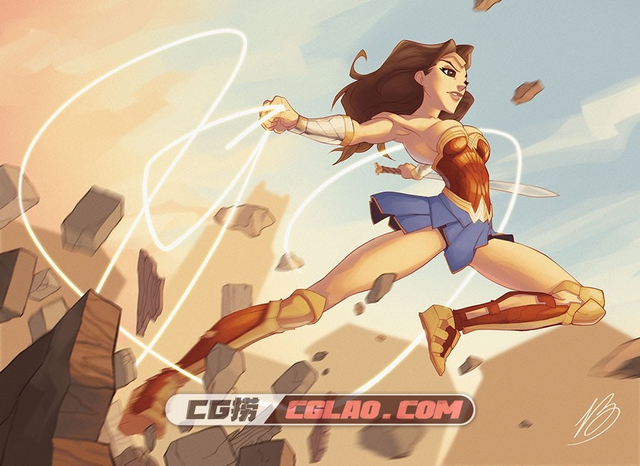 意大利画师 Valerio Buonfantino 卡通风角色插画美术作品 93P,valerio-buonfantino-wonder-woman.jpg