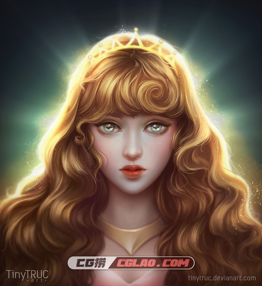 TinyThanhTruc 人物肖像插画作品 百度网盘下载赏析,tinytruc_Aurora-Princess-Portraittiny-truc-aurora.jpg