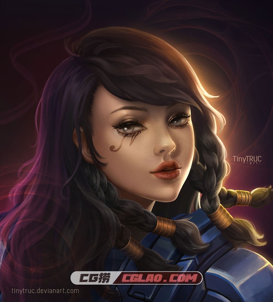 TinyThanhTruc 人物肖像插画作品 百度网盘下载赏析,tinytruc_Pharah-Portrait---Overwatch-Fan-arttiny-truc-pharah.jpg