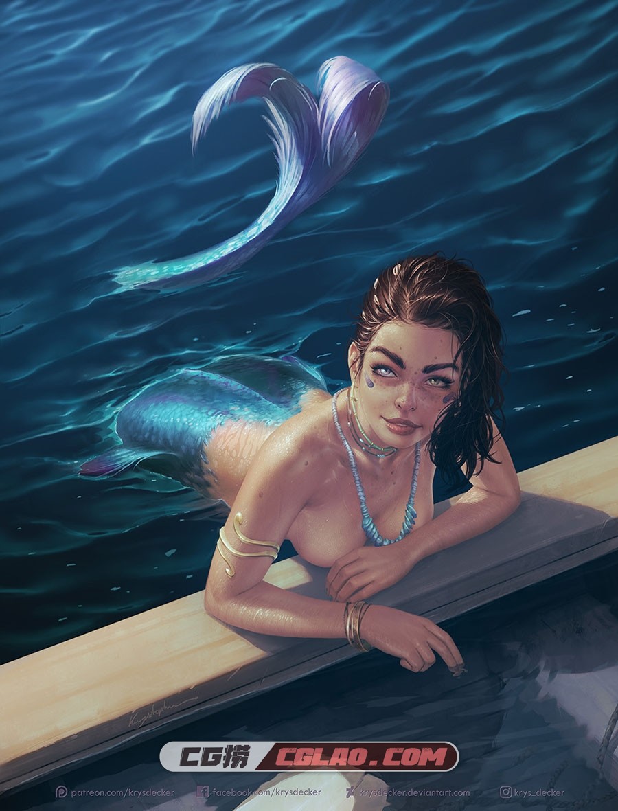 巴西画师 Krystopher Decker 健康的火辣女孩纸 插画图集赏析,krystopher-decker-iris-mermaid-small(A43A2).jpg