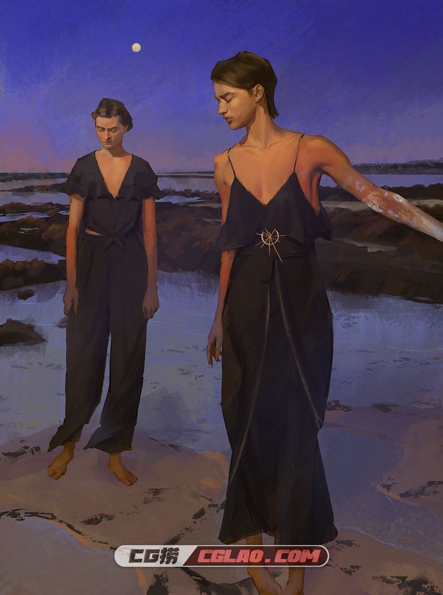 Krist Miha 加拿大高级艺术家 古典风格插画作品 百度网盘下载,krist-miha-beach-women.jpg