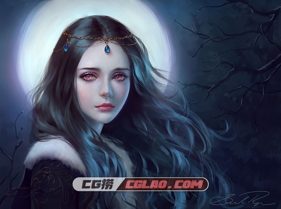 selenada 人物与自然 唯美插画作品 百度网盘分享,moonlight_shine_by_selenada-d88woze.jpg