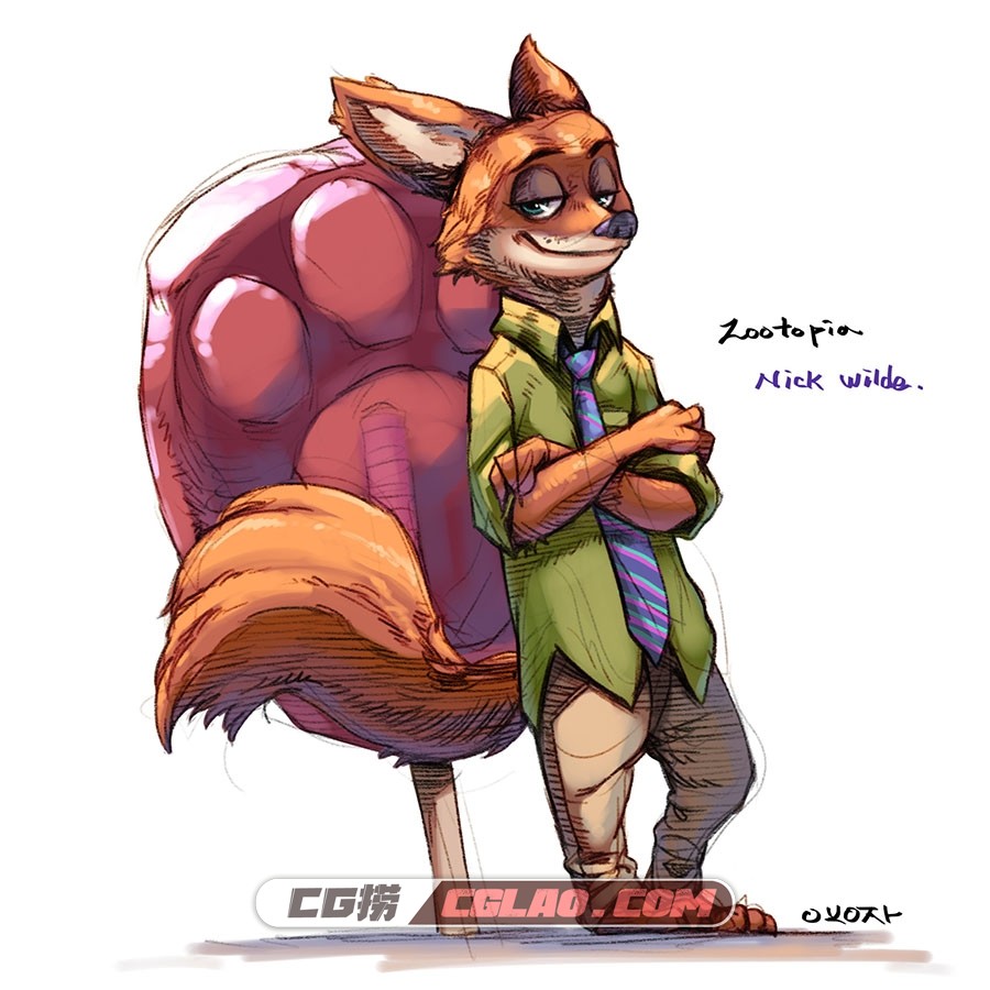 BARA Art 韩国画师 优秀同人插画以及练习线稿赏析 百度网盘,0_Animation &#039;Zootopia&#039;- &#039;Nick wilde&#039; Fan Art, BARA Art_01.jpg