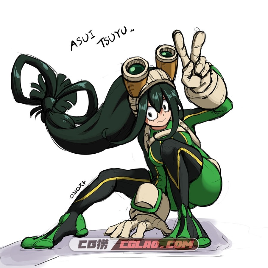 BARA Art 韩国画师 优秀同人插画以及练习线稿赏析 百度网盘,0_Boku no hero academia &#039;Asui Tsuyu&#039; fan art, BARA Art_01.jpg