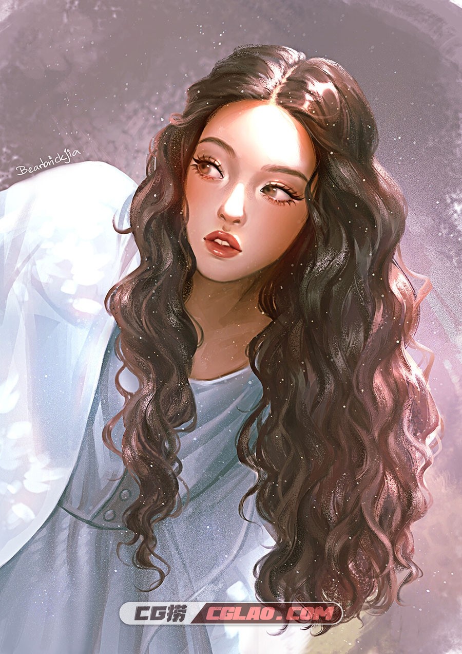 Karmen Loh 马来西亚画师 人物肖像插画作品赏析,karmen-loh-girl-curly-hair-compressed.jpg