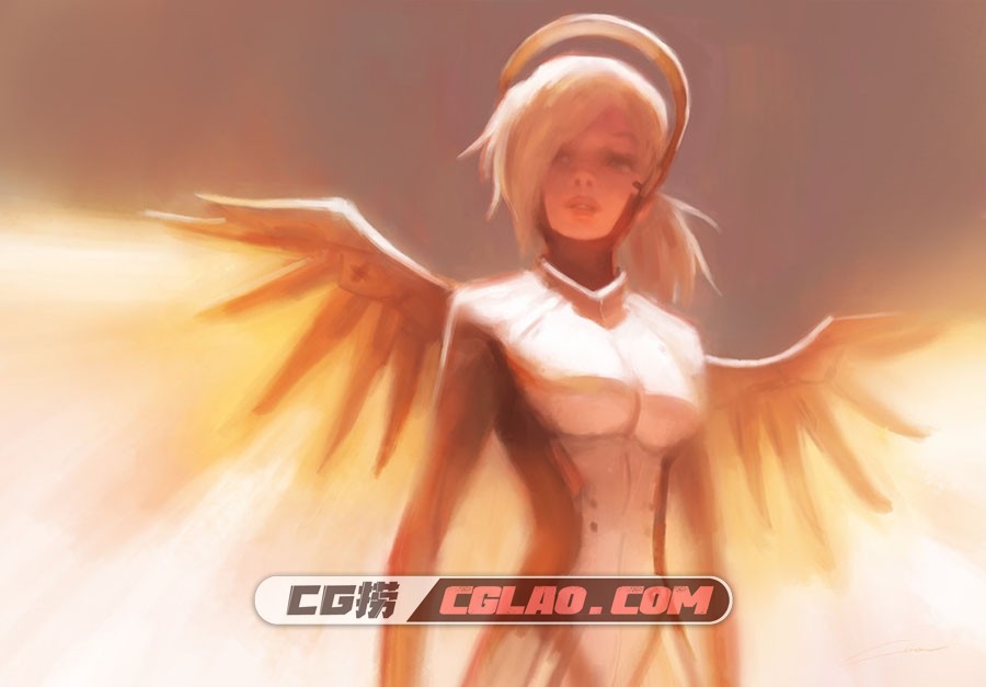 Alex Chow 加拿大画师 朦胧画感插画美术作品赏析 百度网盘,alex-chow-mercy-overwatch.jpg