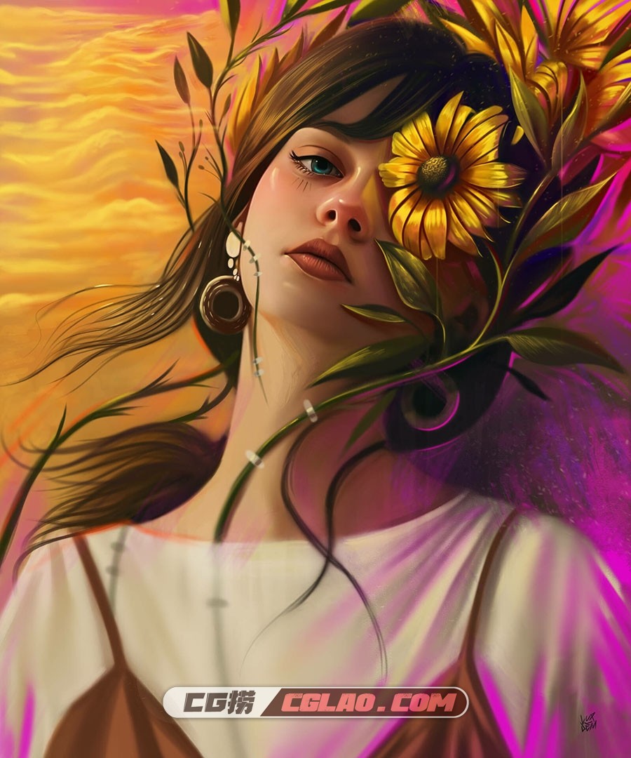 Yaşar VURDEM 土耳其插画师 女性肖像插画美图 百度网盘下载,yasar-vurdem-sunflower-by-vurdem-dd2wufu-fullview-1.jpg