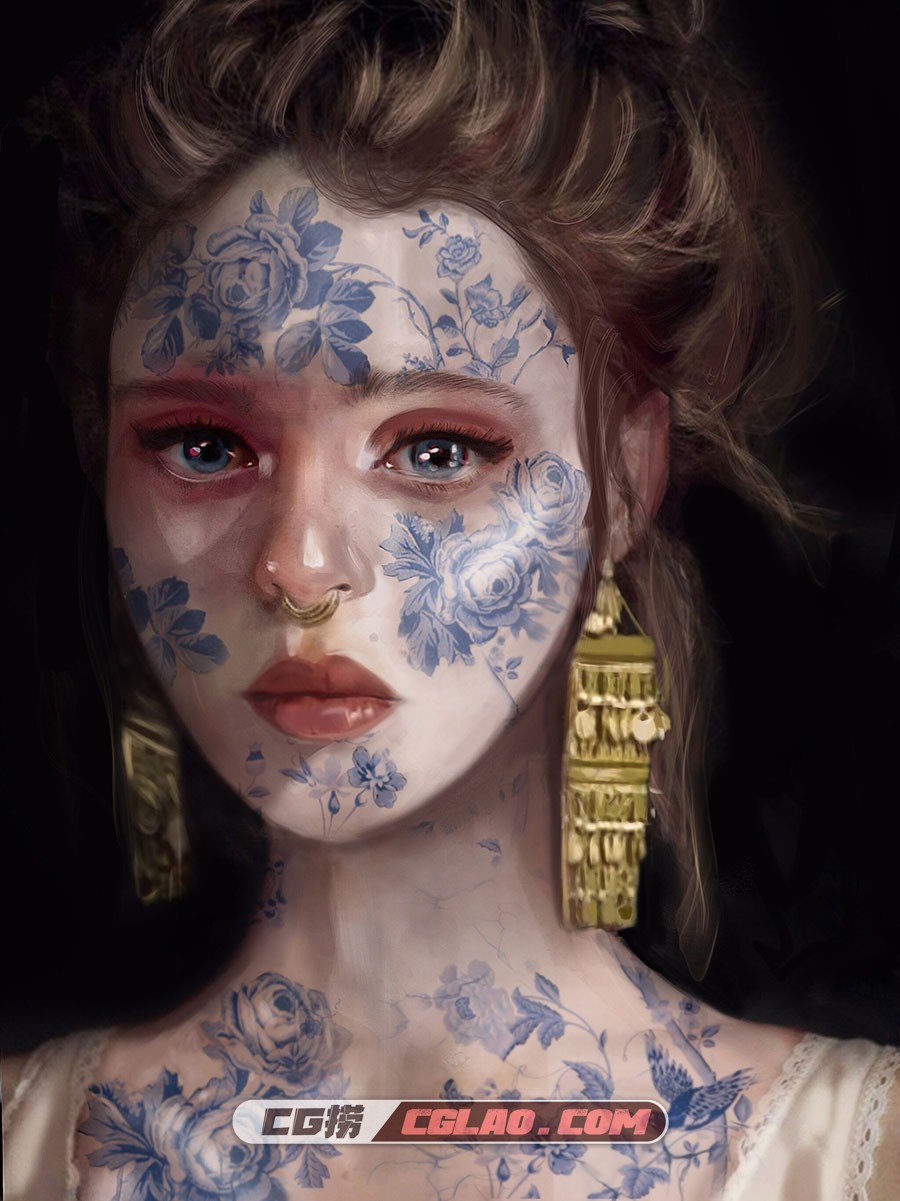 法国艺术家chloe veillard 厚涂人物肖像插画作品 百度网盘下载,chloe-veillard-behind-blue-eyes-chloe-veilalrd-conceptart-illustration.jpg