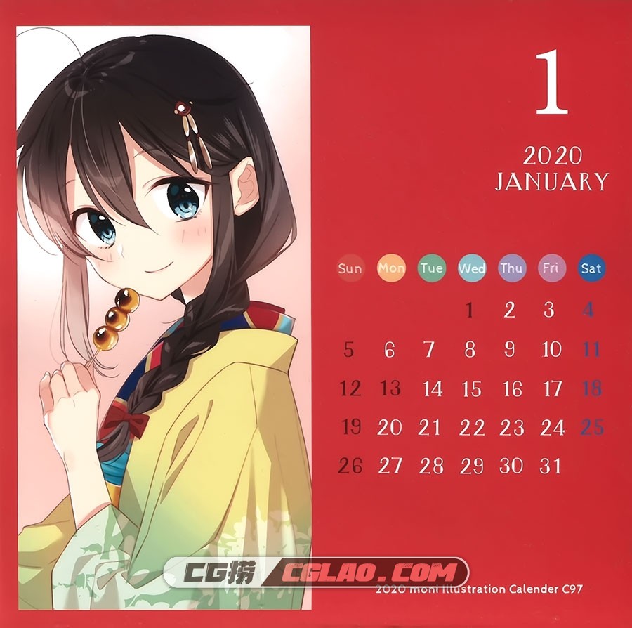 moni naoto CALENDAR 2020 P站画师萌系同人画集百度网盘下载,001.jpg