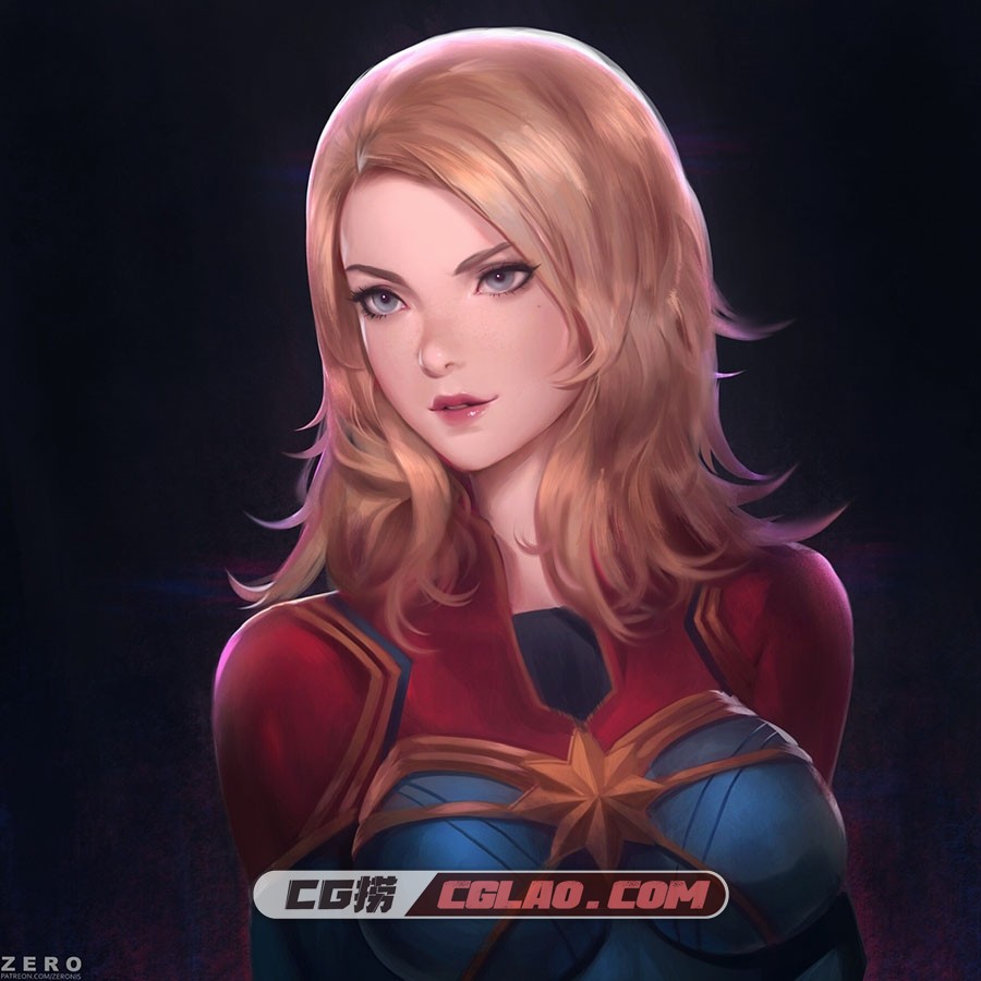 画师Zeronis 魅力十足的插画作品赏析 百度网盘下载,Captain Marvel.jpg