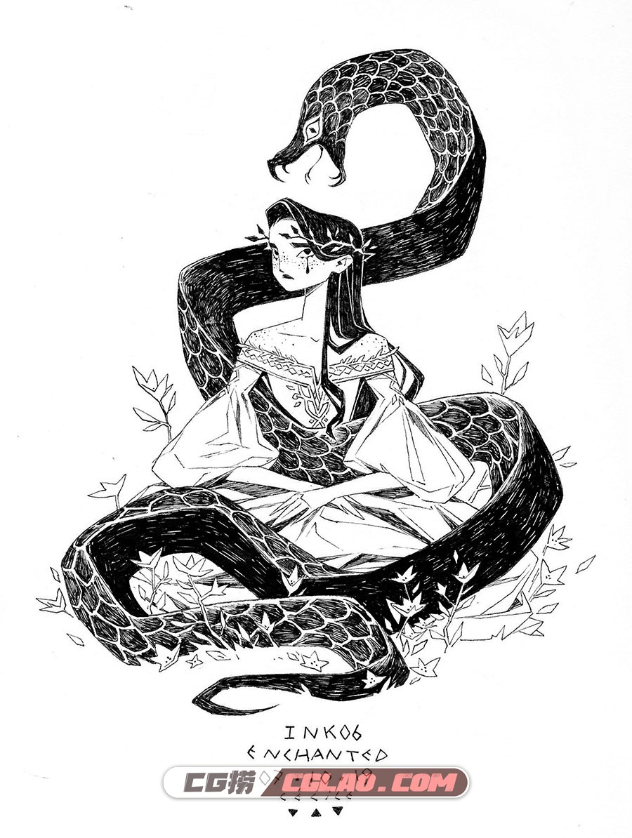 Cécile de Gantès 法国画师风格诡谲的插画作品赏析 百度云下载,cecile-de-gantes-inktober-2019-06hd.jpg