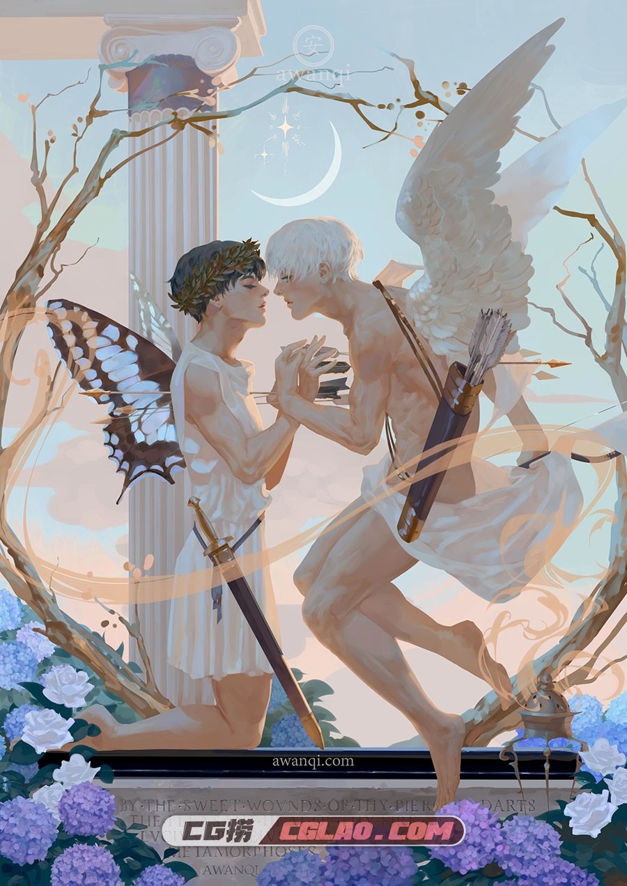 aw anqi 美国画师颇具神性的插画绘画作品赏析 百度网盘下载,aw-anqi-eros-and-psyche-au-but-for-internet-posting.jpg