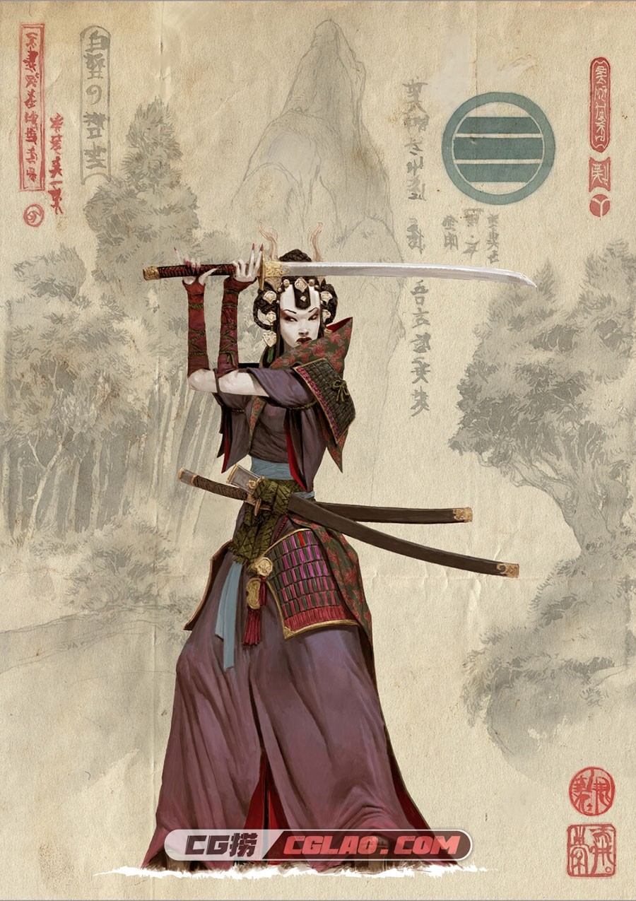 战锤大佬adrian smith 手稿插图原画设定集 百度云下载 298P,adrian-smith-bushi-2-clan5-colour-concept.jpg