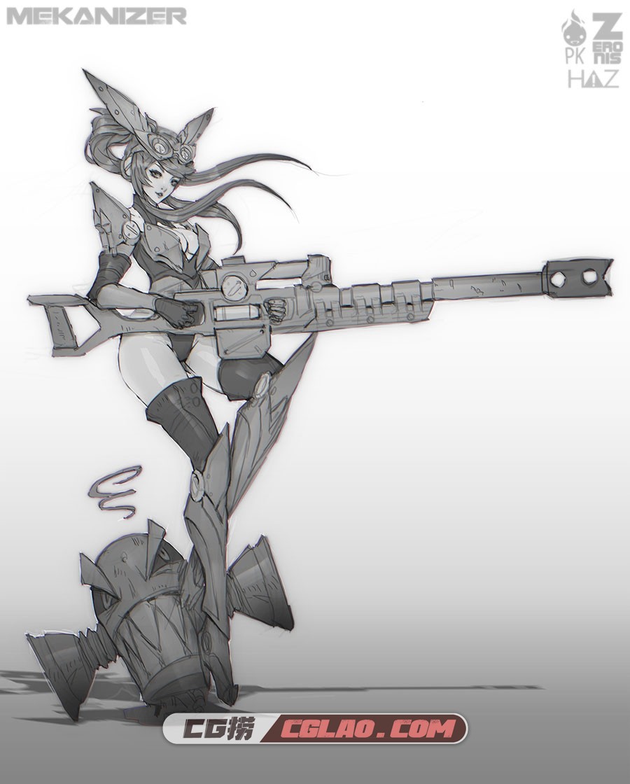 Tracer 游戏角色原画集含线稿素材 百度网盘下载 61P,Mekanizer-Sketch-1.jpg