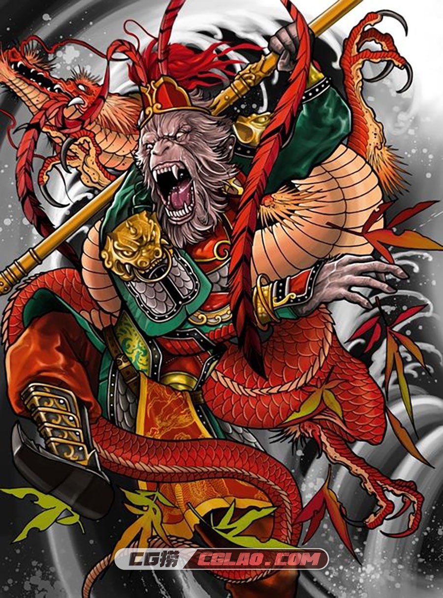 中式古代神话 概念设定原画合集 百度网盘下载 1291P,-Monkey-King--Art-Print-by-Elvin-Tattoo-on-Artsider.com︰(048F0).jpg